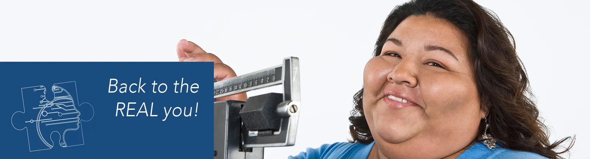 WOMEN SMILING ON WEIGHING SCALES